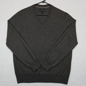JOS A BANK RESERVE V-Neck Sweater Mens Large Merino Wool Blend Argyle Pattern